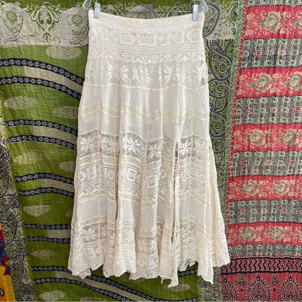 Rare NWT Free People Tofu Rebel Crochet Bohemian Maxi Skirt Size Medium - Picture 2 of 15